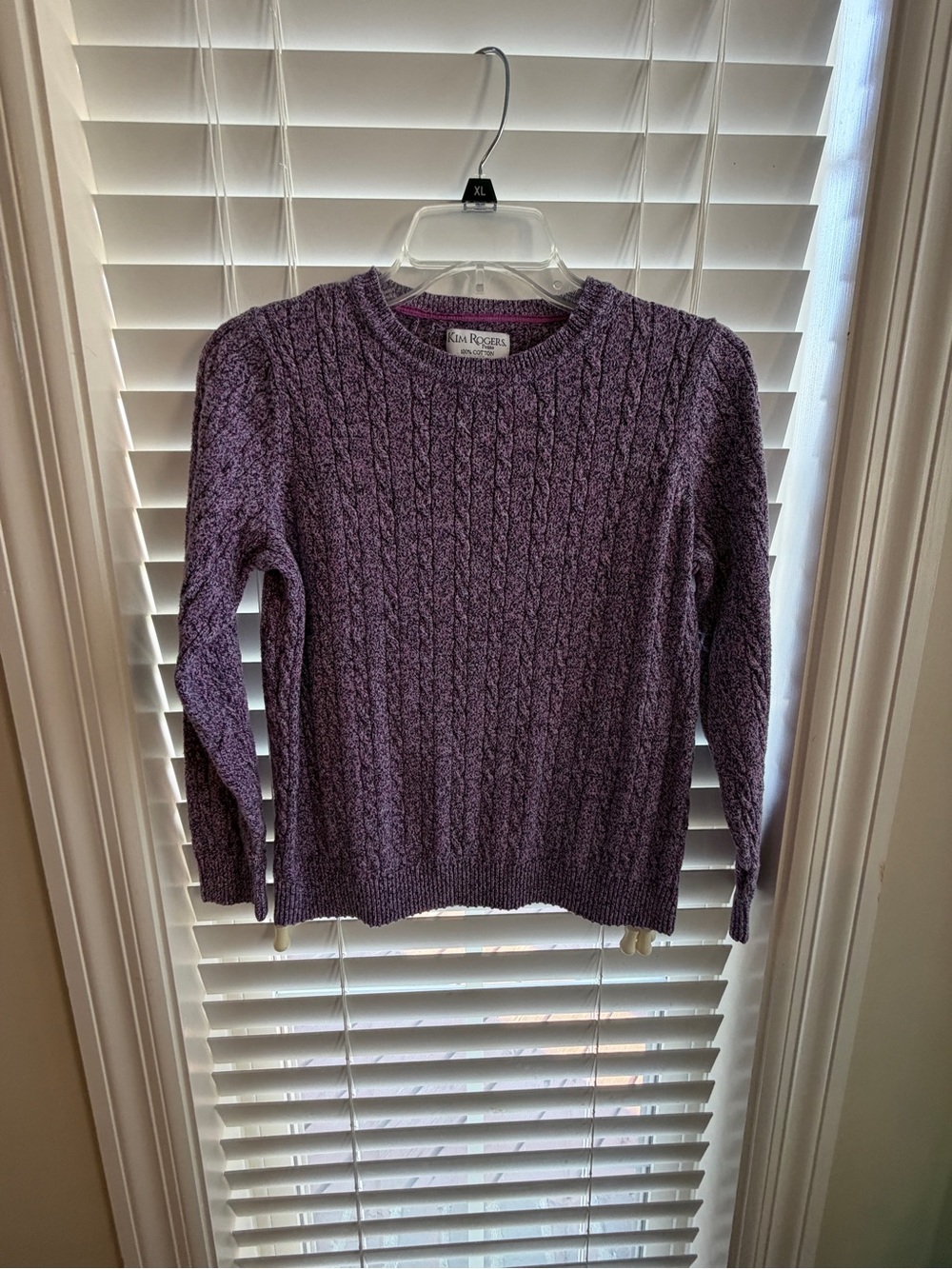 Kim Rogers Lilac Cable-Knit Crewneck Sweater